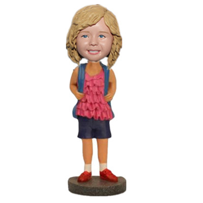 Custom Little Girl Bobblehead Little Girl with School Bag Birthday Gift for Kid Christmas Gift