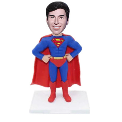 Custom Bobble Head Superman with Hands on Waist Father's Day Gift