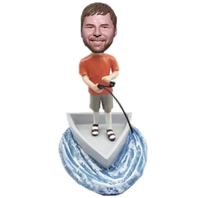Custom Bobblehead Fishing Man in Fishing Boat