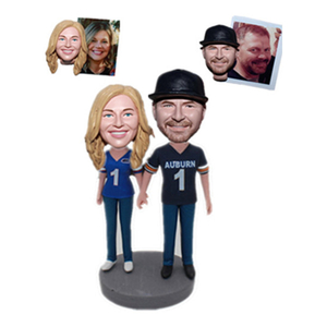 Custom Bobblehead Couple Hands in Hands