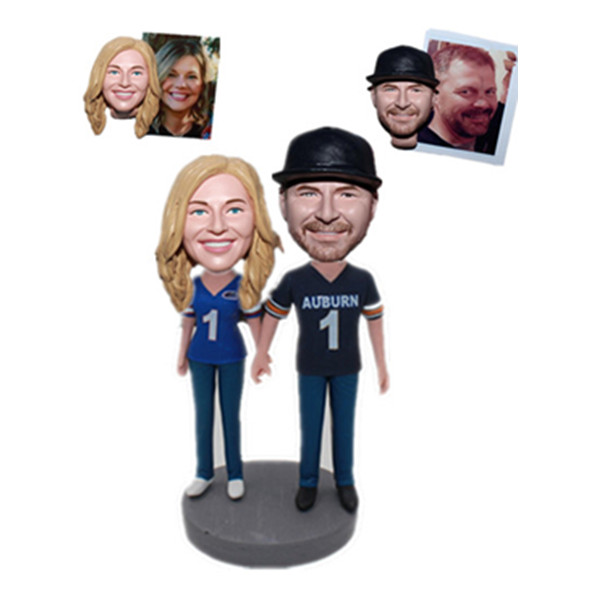 Custom Bobblehead Couple Hands in Hands