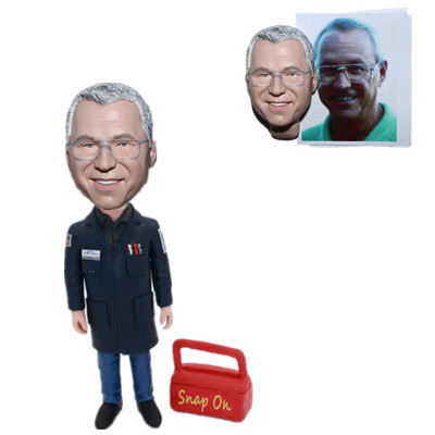 Custom Bobble Head Auto Mechanic with A Tool Box