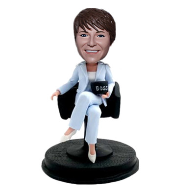 Female Boss Sitting in Chair Custom Bobblehead for Boss