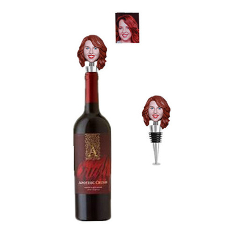 Custom Clay Bobblehead Metal Wine Stopper