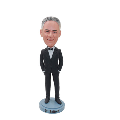 Custom Groomsmen Bobblehead Man in Suit with Hands in Pockets