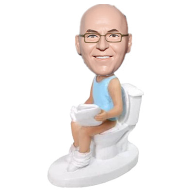 Funny Bobblehead Man Sitting on The Toilet Custom Birthday Gift