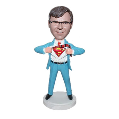 Super Dad Bobblehead Custom Man in Suit with Superman Logo