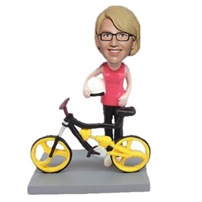 Female Bicycle Rider Custom Bobblehead Birthday Gift