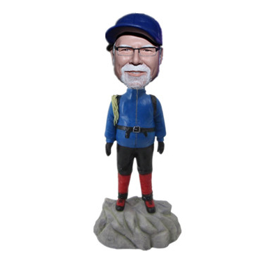 Custom Mountain Hiker Bobble Head Handmade Gift