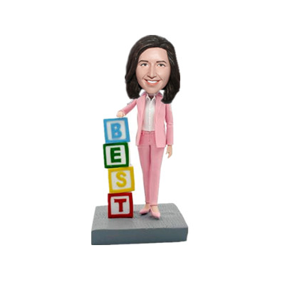 Best Boss Custom Bobblehead Lady Boss in Pink Suit Christmas Gift for Boss