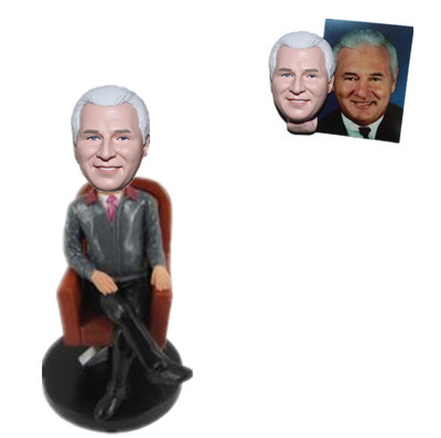 Personalized Male Bobbleheahd Boss Sitting in Sofa