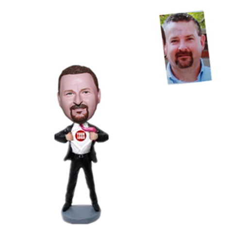 Custom Superman In Black Suit Bobblehead Gift for Boss
