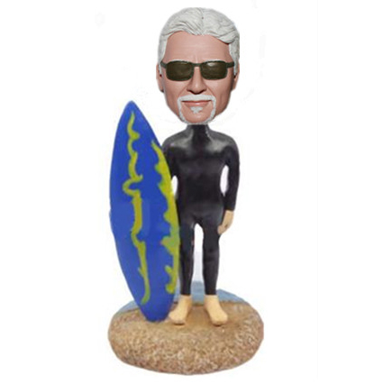 Wet Suit Surfer Bobblehead Surf Male With Surfboard