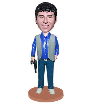 Custom Photographer Bobble Head With Camera In Hands