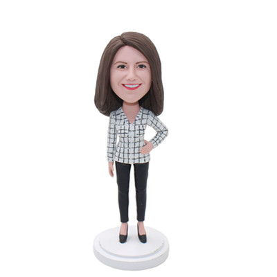 Custom Casual Bobblehead Lady with One Hand on Waist