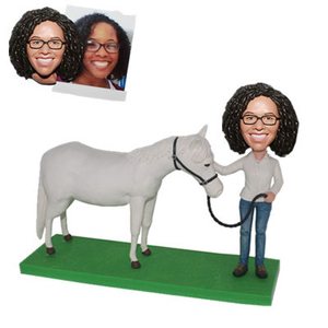 Custom Bobblehead Lady with A White Horse
