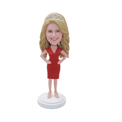 Wedding Anniversary Gift Custom Bobblehead Lady with Crown