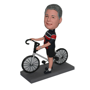 Custom Bicycle Bobblehead Cyclist Holding Bike