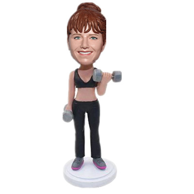 Custom Fitness Lady with Dumbbell Bobblehead