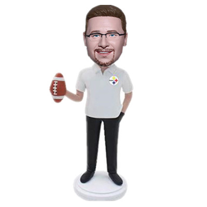 Customized Bobblehead Football Player Holding Football