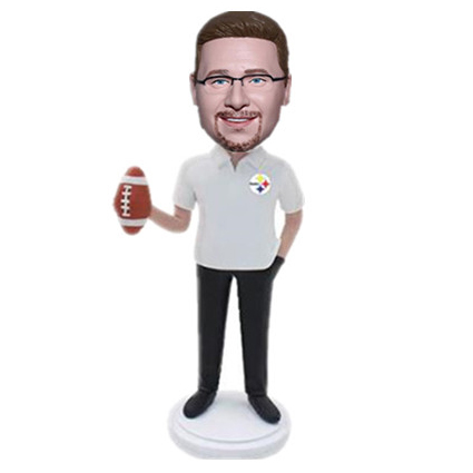 Customized Bobblehead Football Player Holding Football