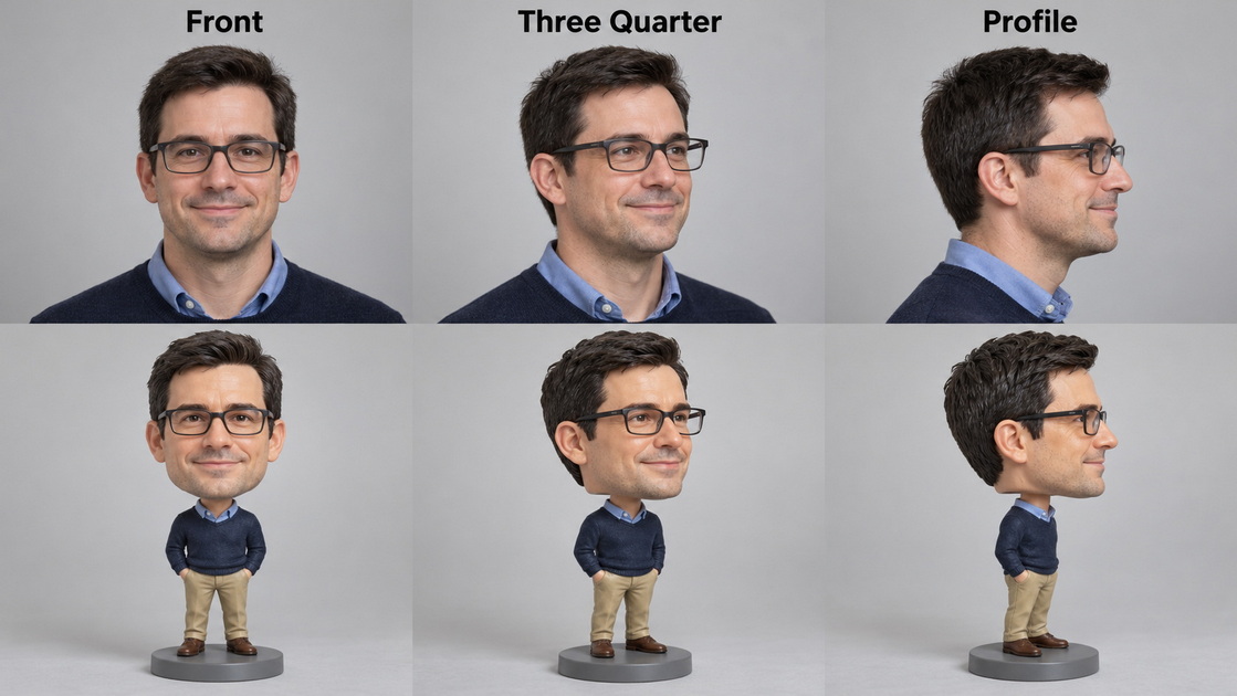 Custom Bobblehead Multi View Likeness Approval